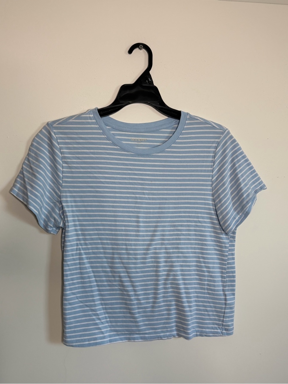 Old Navy Light Blue & White Striped Short Sleeve Tee